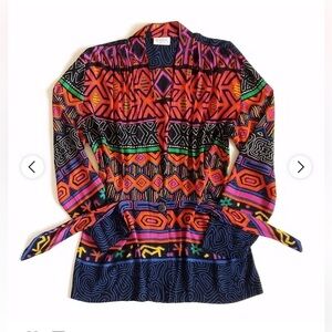Essay Petites by Sharon Anthony Vintage 90s Colorful Long Sleeve Cardiga…